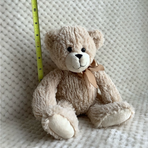 GANZ Ripley Beige Plush Bear H14710 Stuffed Animal Toy w Tan Bow - Picture 14 of 14